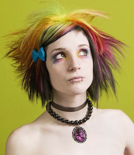 Multicolored-spiky-emo-hairstyles for girls