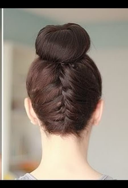 Upside braid and bun hairstyles for long hair