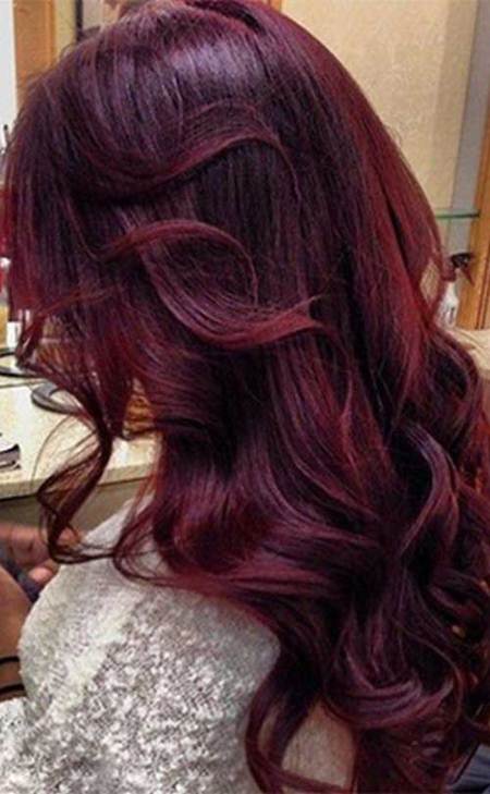 aubergine shades of red hair for women