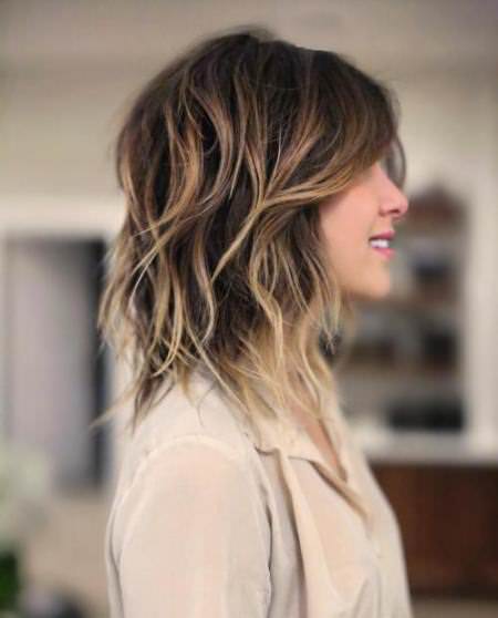 balayage for shoulder length shag medium length hairstyles for women