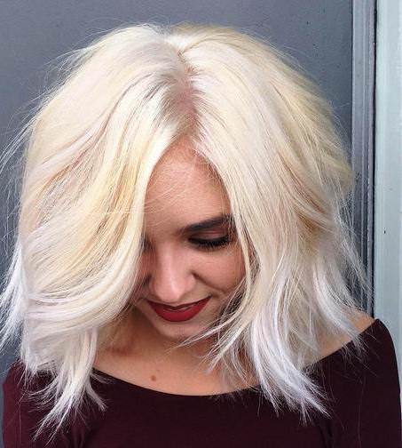 bleach blonde medium shag medium length hairstyles for women