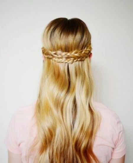 blonde half up crown crown braids