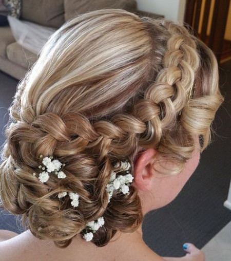 braid and low chignon wedding hairstyles for long hair