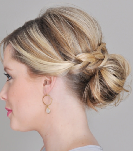 braided wrapped low bun formal updos for special days