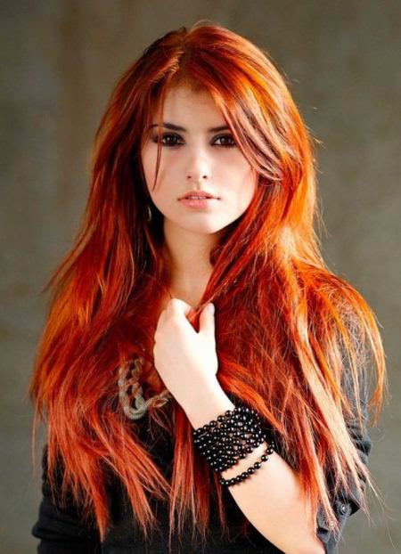 bright orange shades of red hair for women
