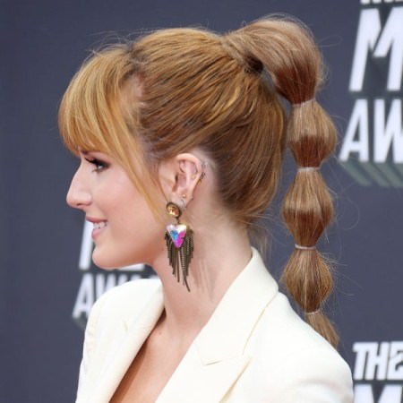 bubble ponytails with bangs