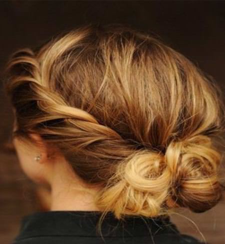 bun with twist school hairstyles