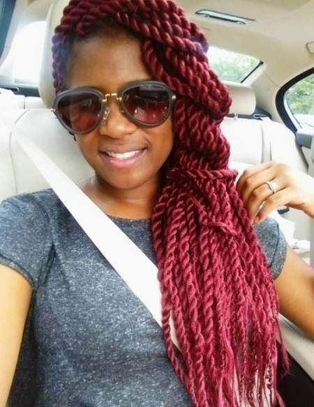 burgundy Senegalese twist over one shoulder hairstyles for natural hair