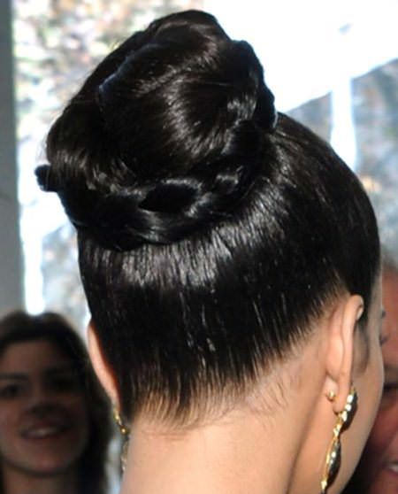 classic updo with thick accent braid updos for long hair