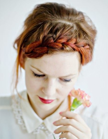 coloful french braided hairstyle braided bang hairstyles