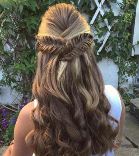 criss-cross fishtail braids half up half down wedding hairstyles