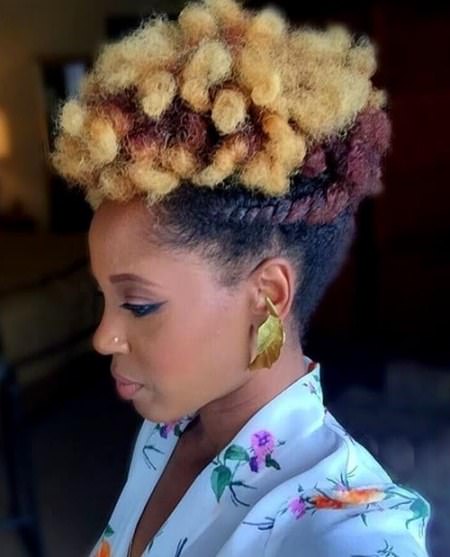 cute contrasting afro updos for natural hair