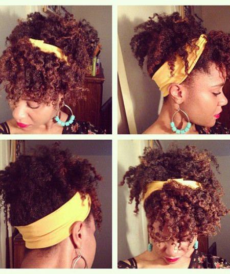 cute headband with curly bangs updos for natural hair