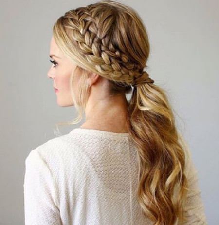 double braided wavy ponytails