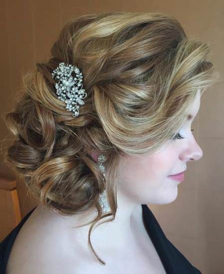 fancy free messy side braid updo wedding hairstyles for long hair