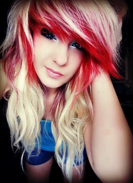fiery red and platinum emo hairstyles for girls