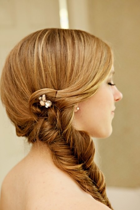 fishtail braid wedding hairstyles for medium hair