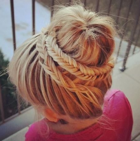 fishtail braided bun braidstyles for girls