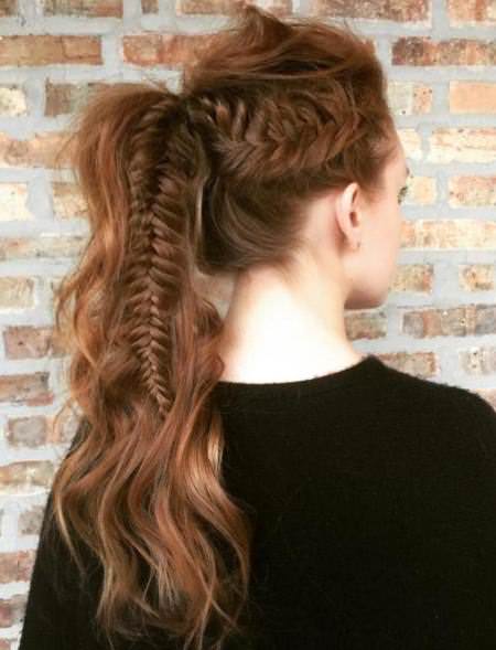 fishtail braided long wavy ponytails