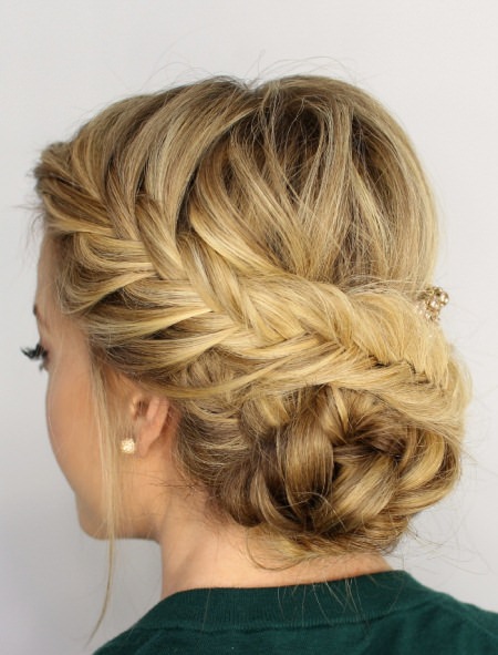 fishtail braided updo hairstyles for long thick hair