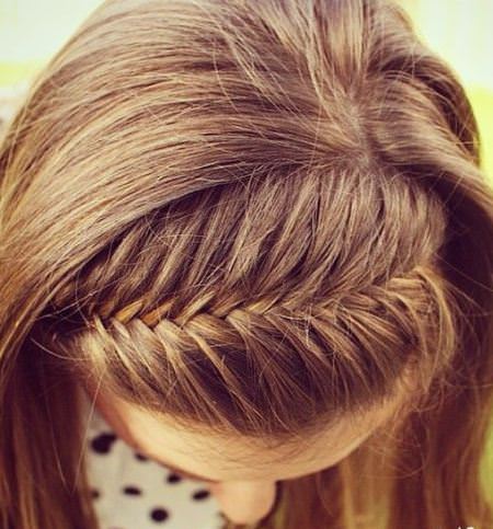 fishtail french braided bang hairstyles