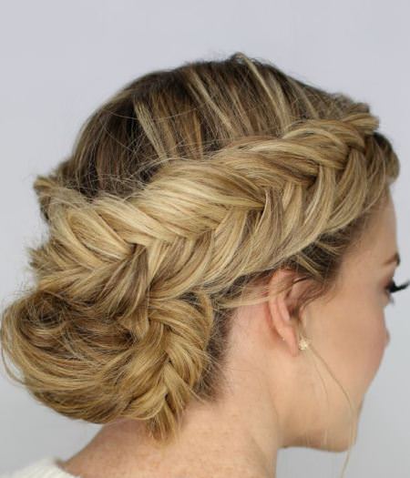 formal dutch fishtail braid low bun hairstyles