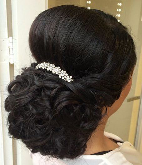 full and fancy low chignon wedding hairstyles for long hair