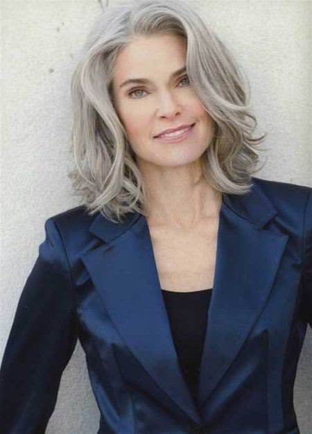 gray lob with long layers hairstyles for gray hair