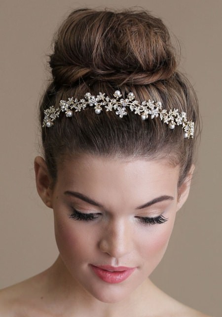 high bun with hair wrap bridal hairstyles