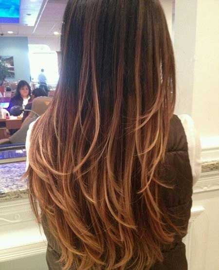 layered ombre long haircuts for women