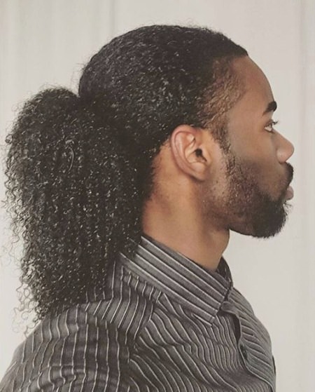 long curly ponytail long hairstyles for black men
