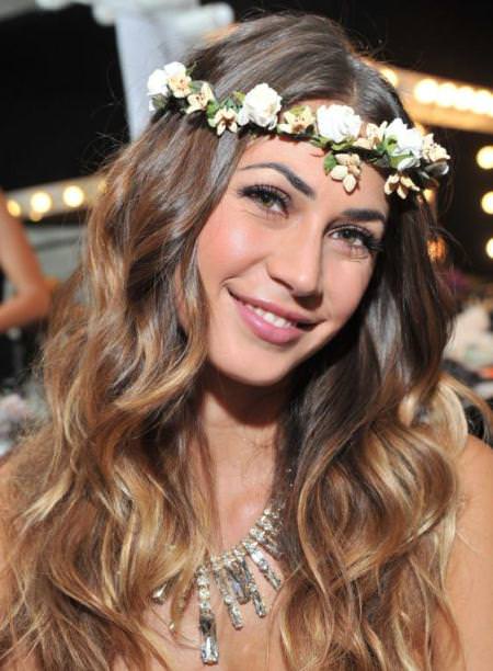 long hair with floral headband hairstyles