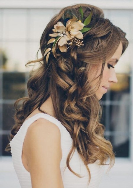 long romantic curls wedding hairstyles for medium hair