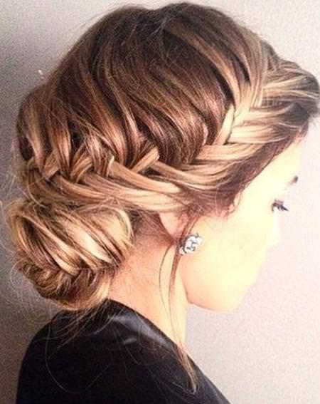 low updo with crown braid low bun hairstyles