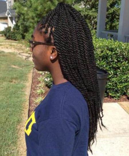 medium rope twist in a half up ponytail hairstyles for natural hair