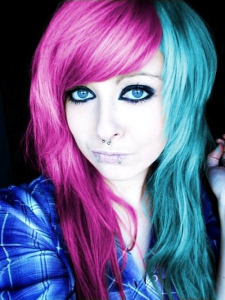 multi colored emo hairstyles for girls