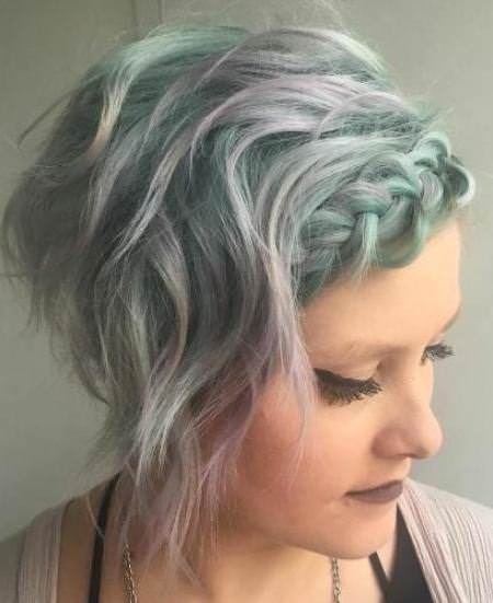 pastel blue braided bangs low maintenance haircuts and styles