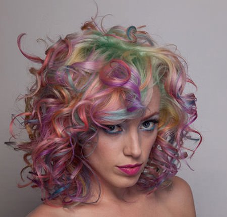 pastel colored curls for a funky look funky hairstyles for medium length hair