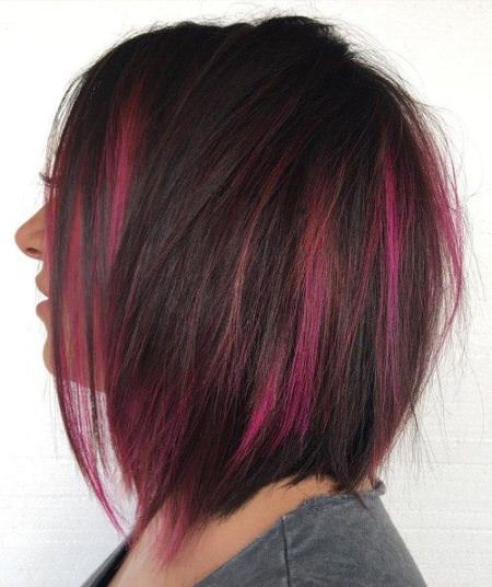 pink highlights on dark hair ideas for peekaboo highlights
