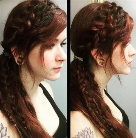ponytail with fishtail braids and bangs ponytails with bangs