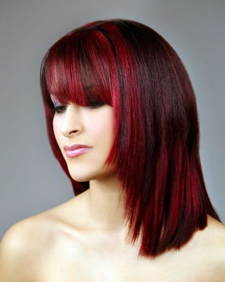 red base with red highlights shades of red hair for women
