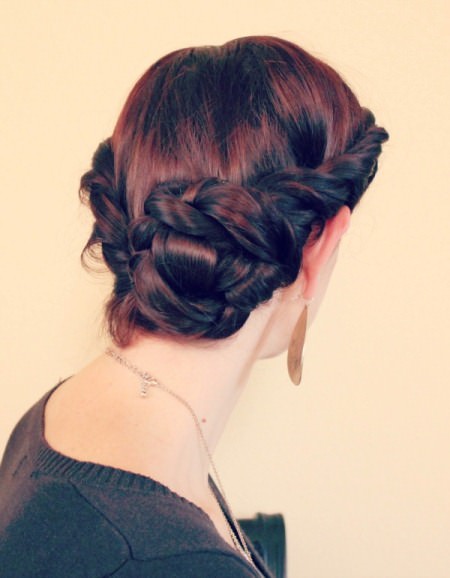rope braided side bun updos for special days