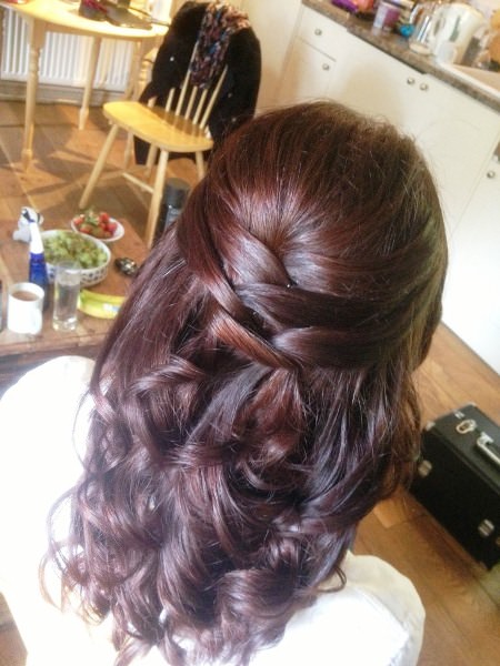 sectioned twists half up half down wedding hairstyles
