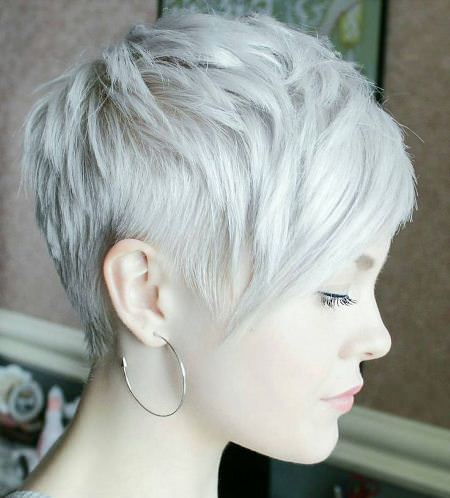 short silver undercut platinum blonde and white hair