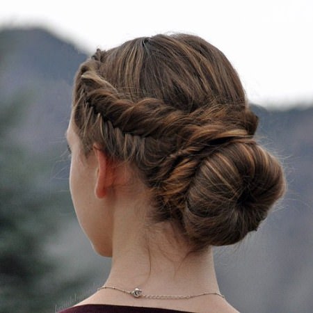 side fishtail with a bun hairstyles for teenage girls