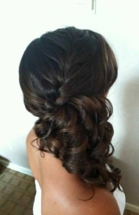side ponytail braid wedding curly hairstyles
