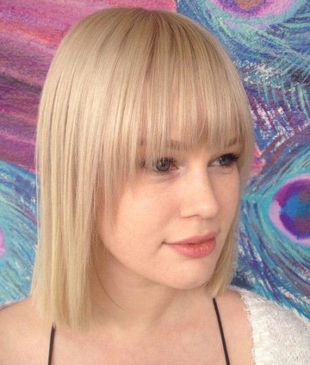 straight blonde bob with thing bangs short fringe Hairstyles