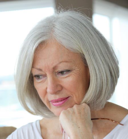 straight silver bob hairstyles for older women