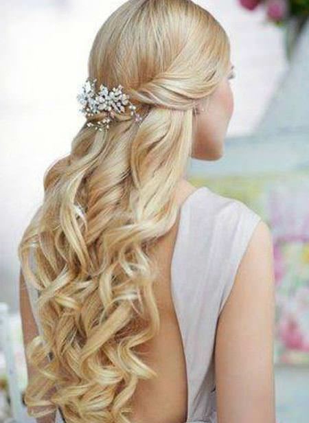 sweet half updo wedding hairstyles for long hair