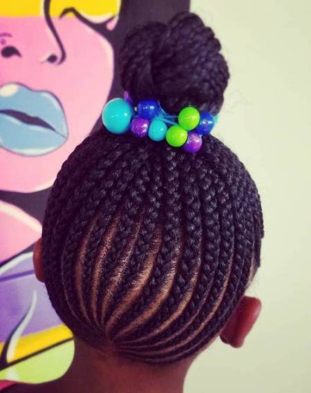 topknot with cornrows braidstyles for girls